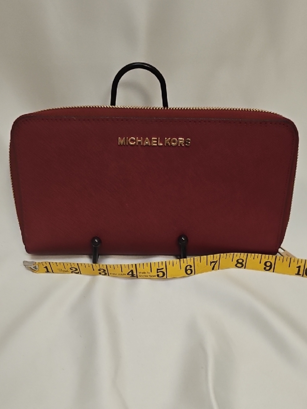Michael Kors Burgundy Zip Wallet with Gold Logo - Picture 10 of 11